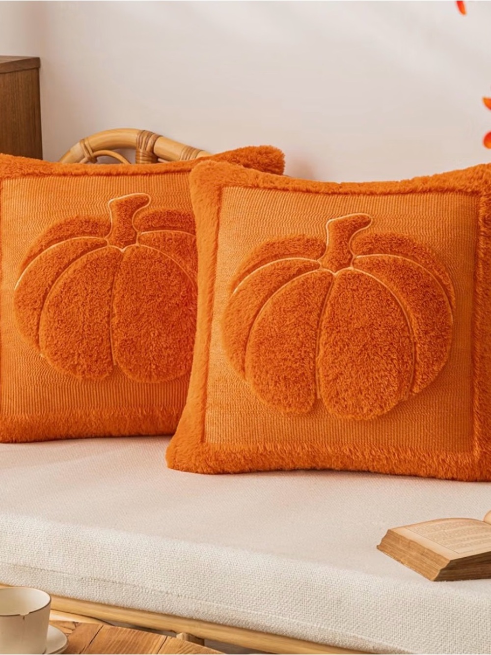 Plush Pumpkin Accent Throw Pillow Covers